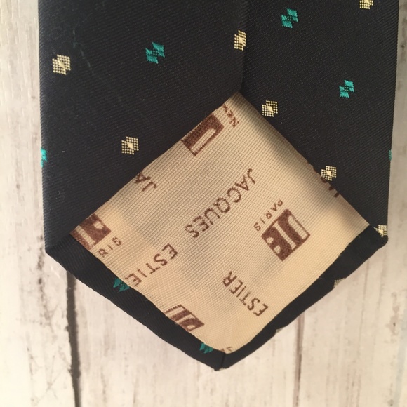 Vintage Slim 3" Neck Tie Jacques Estier Mens Navy - Picture 6 of 7